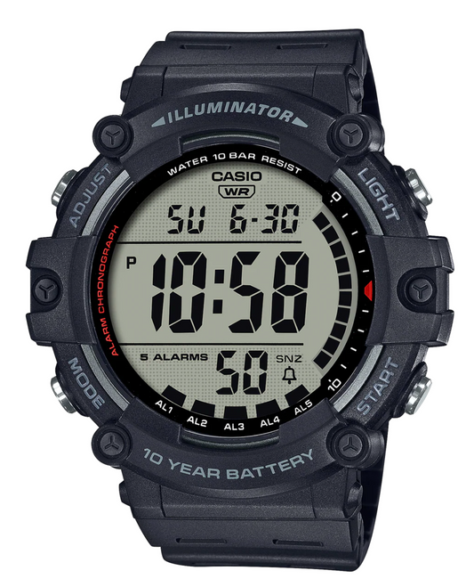 Casio Men's watch Digital, Black Dial Black Resin Strap, AE-1500WH-1AVDF