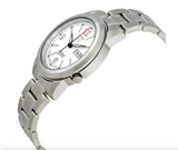 SeikoJ Men's Mechanical Watch Analog, White Dial Silver Stainless Band, SNKE57