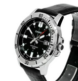 Casio Men's Watch Analog, Black Dial Black Leather Strap, MTP-VD01L-1EVUD