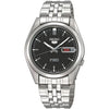 Seiko 21 Jewels Men's Automatic Watch Analog Black Dial with Silver Stainless Steel Band, SNK361K