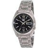 Seiko Men's Mechanical Watch Analog, Black Dial with Silver Stainless Band, SNKL55K