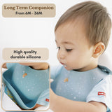 Milk It Baby Printed Bib Stardust Blue, 100% Food Grade Silicone Bib, MI-SBSB008