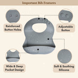 Milk It Baby Printed Bib Stardust Blue, 100% Food Grade Silicone Bib, MI-SBSB008