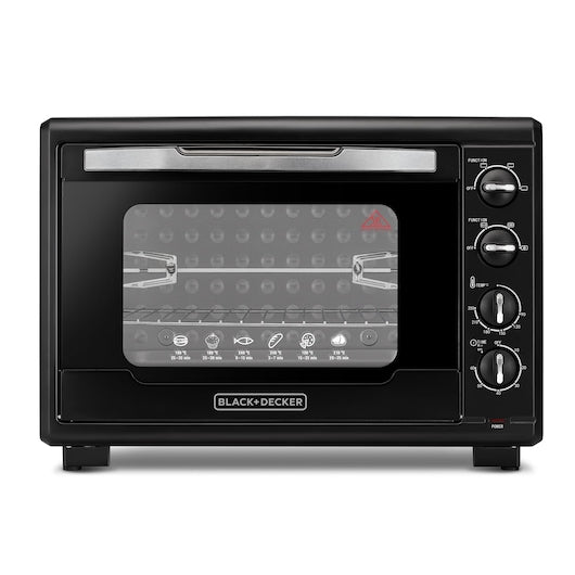 Black+Decker, 55 Litres Double Glass Toaster Oven with Rotisserie, Black, TRO55RDG-B5 Toaster Oven BL-TRO55RDG