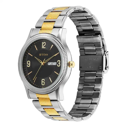 Titan, Men's, Analog Watch, Black Dial, with Stainless Steel Band, TI-1650BM04