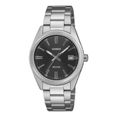 Casio UTP-1302PD-1AVDF Unisex Analog Watch Black Dial with Silver Stainless Steel Band
