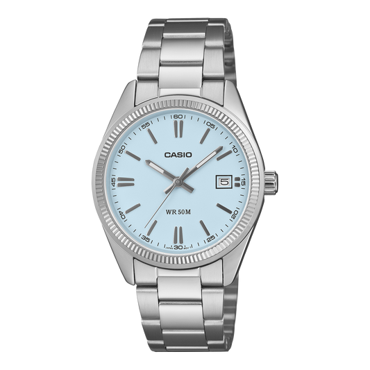 Casio UTP-1302PD-2A2VDF Unisex Analog Watch Blue Dial with Silver Stainless Steel Band