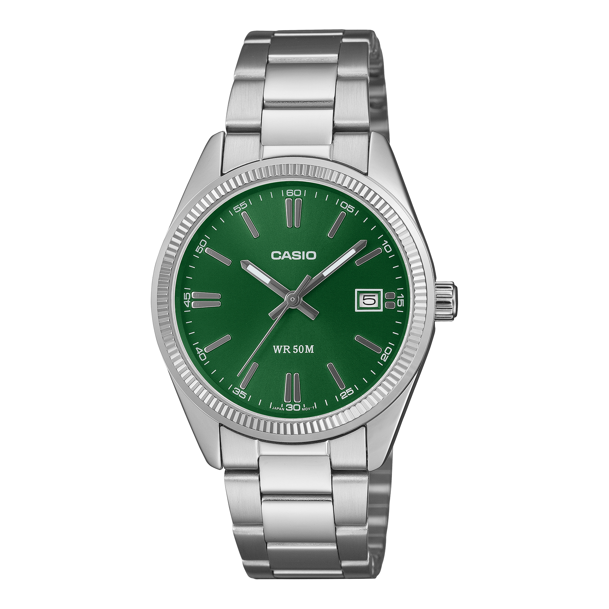 Casio UTP-1302PD-3A1VDF Unisex Analog Watch Green Dial with Silver Stainless Steel Band