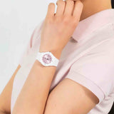Casio Women's Watch Analog, Pink Dial White Resin Strap, LRW-200H-4E3VDF