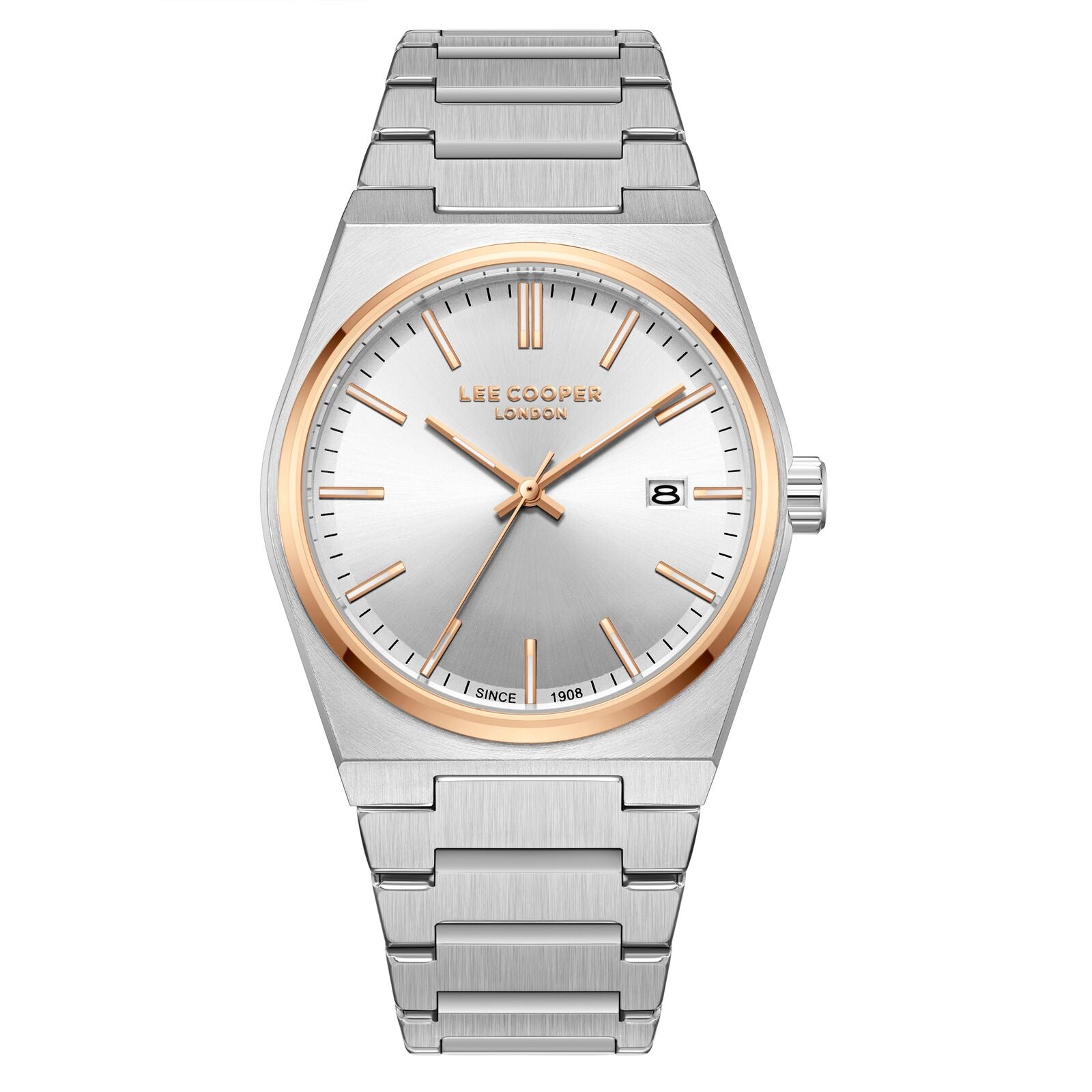 Lee Cooper Men's Watch Analog Silver Dial with Silver Stainless Steel Band, LC08196.530