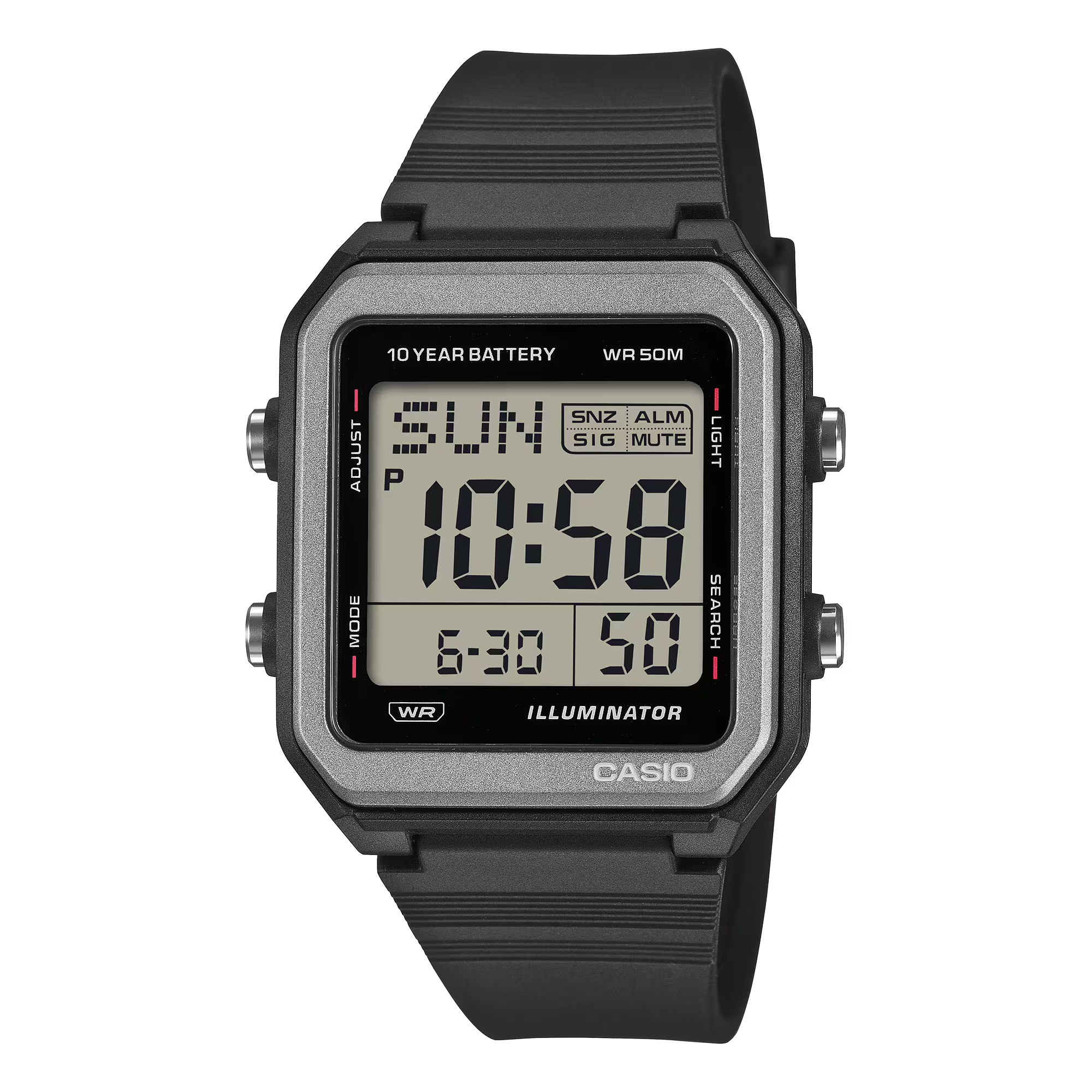 Casio Men's Digital White Dial Watch With Black Resin Band, W-221H-1AVDF product image