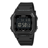 Casio W-738H-1BVDF Men's Digital Watch Black Reverse LCD with Black Resin Strap and Vibration Alarm
