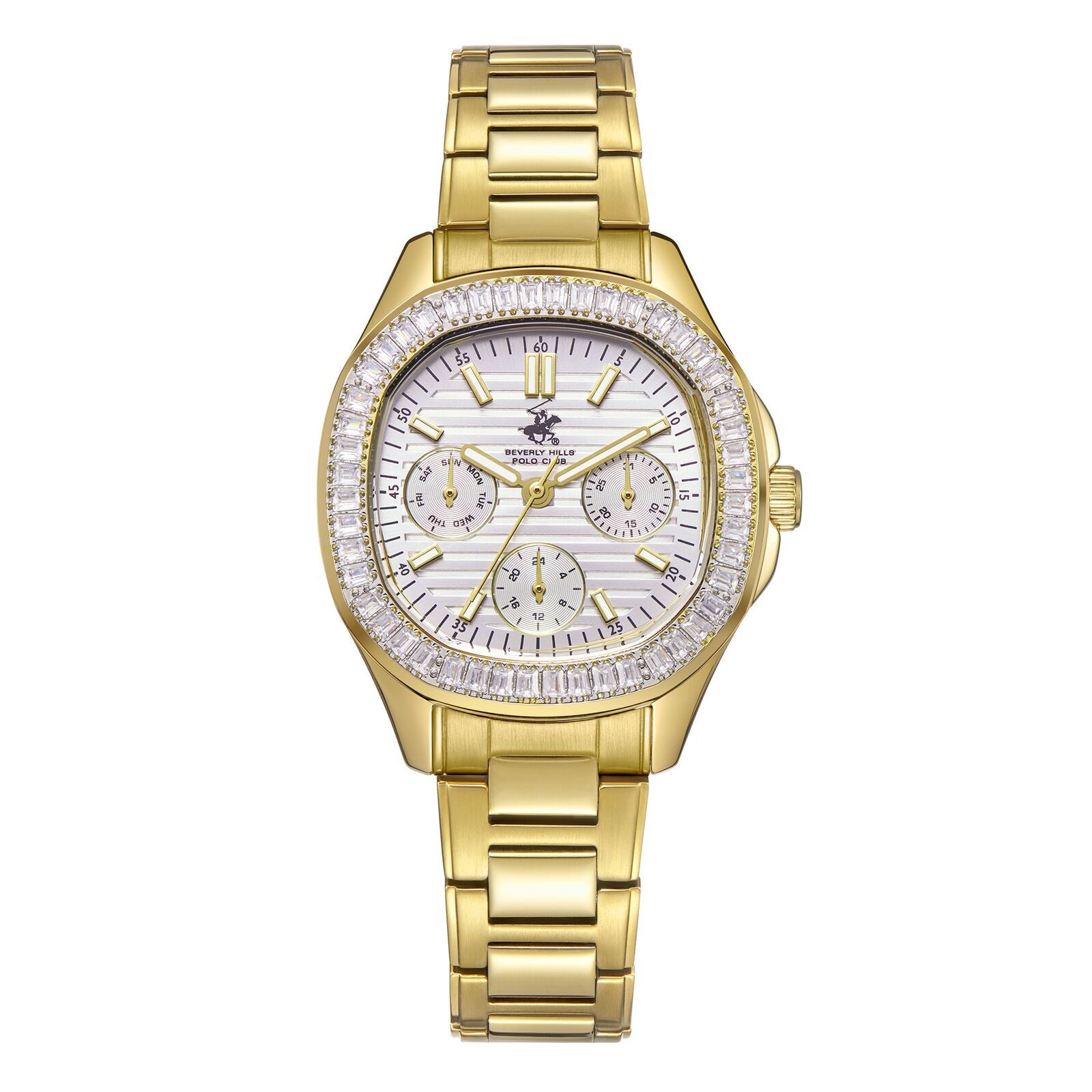 Beverly Hills Polo Club Women's Watch Analog White Dial with Gold Stainless Steel Band, BP3701C.130