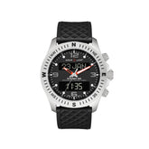 Alfajr Islamic Prayer Mens Watch Ana-Digital Black Dial With Black Rubber Strap, WH-24SILVERRUBBER