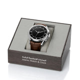 Alfajr Islamic Prayer Mens Watch Ana-Digital Black Dial With Brown Leather Strap, WK-26LS