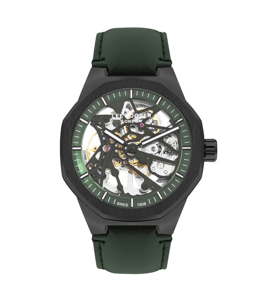 Lee Cooper, Men's, Analog Watch, Green Dial, with Leather Band, LE-LC07904.077
