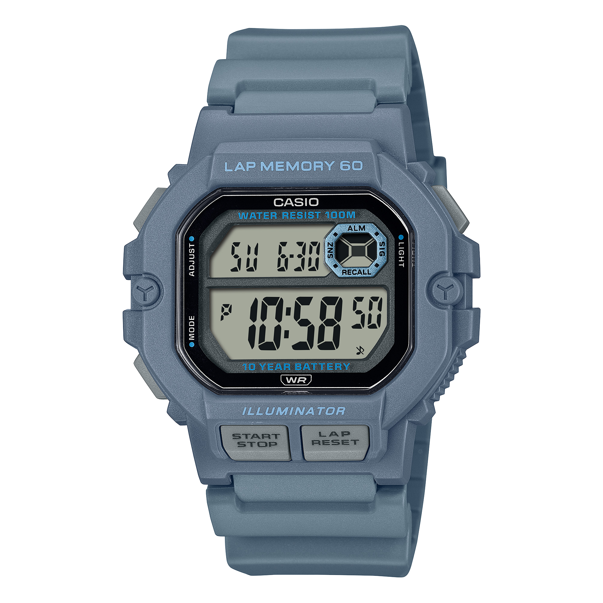 Casio Men's Watch Digital Dial with Blue Resin Band, WS-1400H-2AVDF