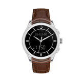 Alfajr Islamic Prayer Mens Watch Ana-Digital Black Dial With Brown Leather Strap, WK-26LS