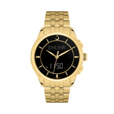 Alfajr Islamic Prayer Mens Watch Ana-Digital Black Dial With Gold Stainless Steel Band, WK-26SG