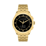 Alfajr Islamic Prayer Mens Watch Ana-Digital Black Dial With Gold Stainless Steel Band, WK-26SG