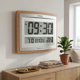 Casio Wall & Table Clock, Digital Display, Silver & Wood Grain Pattern, ID-15SA-5DF