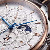Beverly Hills Polo Club Men's Multifunction Watch with Silver Dial and Dark Brown Leather Band, BP3893X.532