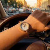 Titan Womens Raga Spotlight Analog Watch White Dial with Rose Gold Stainless Steel Band,95425WM01