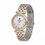 Beverly Hills Polo Club Women's Diamond Accent Analog Watch with White Mother of Pearl Dial and Silver and rose-gold-111 Stainless Steel Band, BP3894X.520