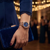 Titan Women's Watch Sparkle Collection Analog, Blue Dial Rose Gold Stainless Strap, 9798WM03