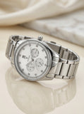 Titan Purple Women's Watch Analog White Dial with Silver Stainless Steel Band, 9967SM01