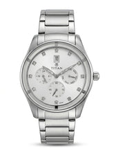Titan Purple Women's Watch Analog White Dial with Silver Stainless Steel Band, 9967SM01