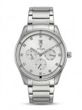 Titan Purple Women's Watch Analog White Dial with Silver Stainless Steel Band, 9967SM01