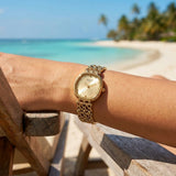 Titan Womens Raga Spotlight Analog Watch White Dial with Gold Stainless Steel Band ,95421YM01
