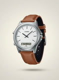 Casio, Men's Watch Analog-Digital, White Dial Brown Leather Band, MTP-VC01L-7EUDF product image