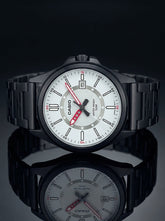 Casio, Men's Analog Watch, White Dial Black Stainless Steel Band, MTP-E700B-7EVDF product image
