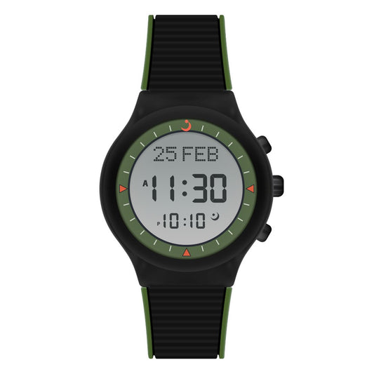 Alfajr Islamic Prayer Unisex Digital Watch With Black Rubber Strap, WY-16BLACKGREEN authentic Alfajr WY-16BLACKGREEN Islamic prayer product in Bahrain