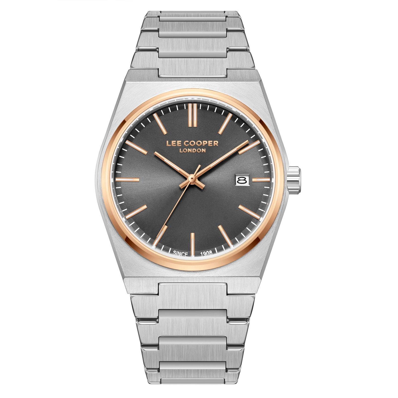Lee Cooper Men's Watch Analog Gray Dial with Silver Stainless Steel Band, LC08196.560