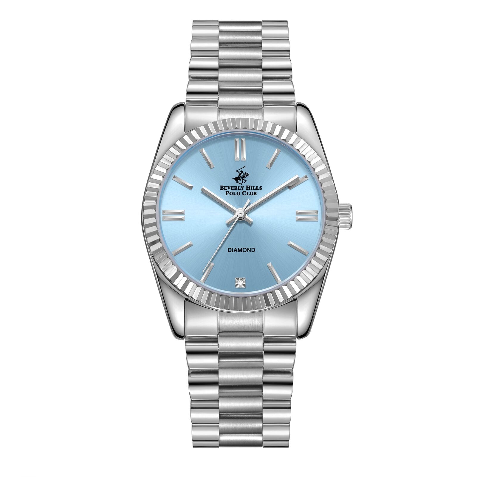Beverly Hills Polo Club Women's Watch Analog Blue Dial with Silver Stainless Steel Band, BP3172C.300