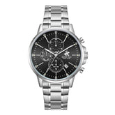 Beverly Hills Polo Club Men's Watch Analog Black Dial with Silver Stainless Steel Band, BP3727X.350