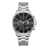 Beverly Hills Polo Club Men's Watch Analog Black Dial with Silver Stainless Steel Band, BP3727X.350
