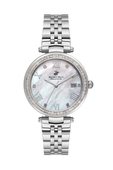 Beverly Hills Polo Club Women's Watch Analog Mother of Pearl Dial with Silver Stainless Steel Band, BP3583X.320