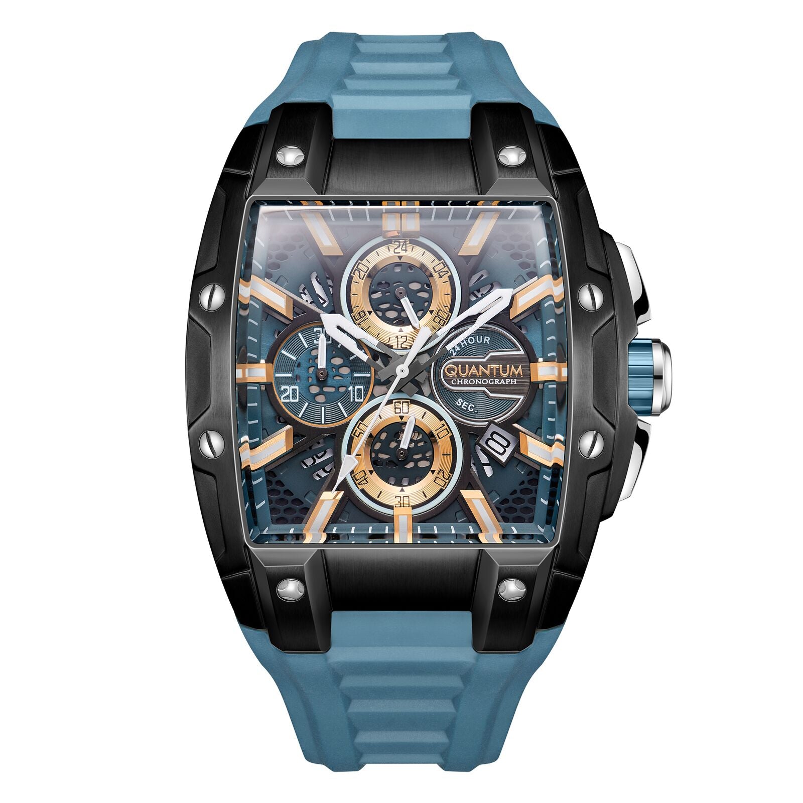 Quantum Men's Chronograph Watch Blue Dial with Blue Silicone Band, HNG1161.675