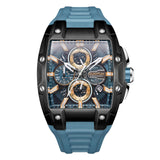 Quantum Men's Chronograph Watch Blue Dial with Blue Silicone Band, HNG1161.675