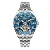 Lee Cooper Men's Automatic Watch Analog Blue Dial with Silver Gold Stainless Steel Band, LC08192.300