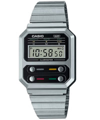 Casio, Men's Watch Vintage Collection Digital ,Black Dial Silver Stainless Steel Band, A100WEGG-1ADF