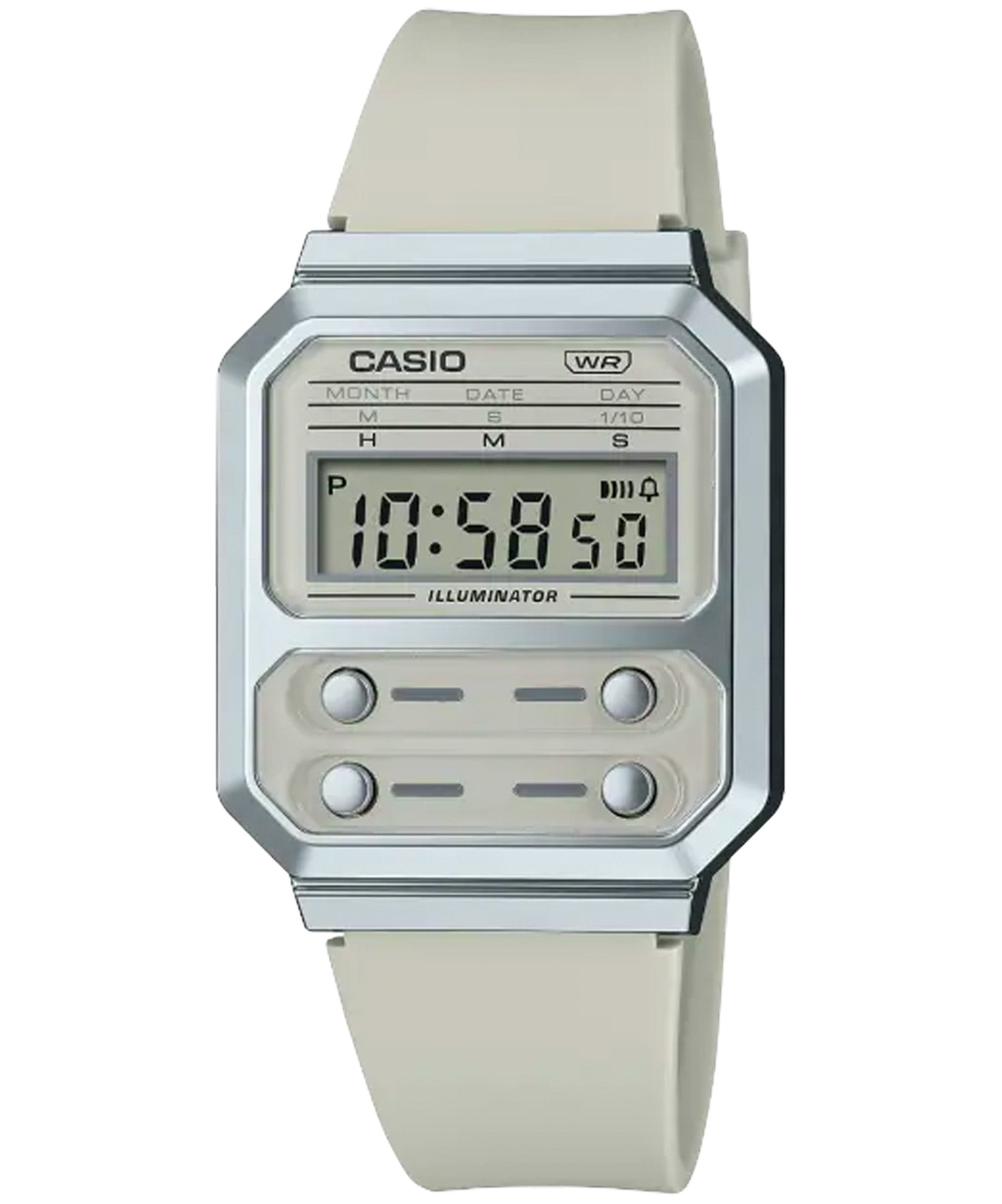 Casio, Men's Watch Digital, Cream Dial Cream Resin Band, A100WEF-8ADF