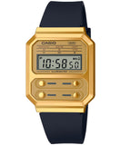 Casio, Men's Watch Digital, Gold Dial Black Rubber Band, A100WEFG-9AD