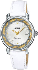 Casio, Women’s Watch Analog, White Dial White Leather Band, LTP-E118RL-2ADF