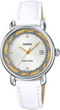 Casio, Women’s Watch Analog, White Dial White Leather Band, LTP-E118RL-2ADF