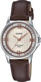 Casio, Women's Watch Fashion Collection Analog, Beige Dial Brown Leather Band, LTP-1391L-5AVDF